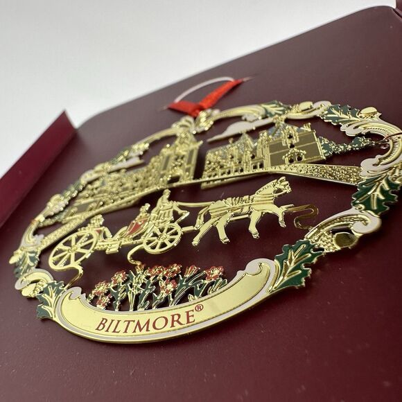 Biltmore Estate 3D Christmas Ornament House Carriage Cutout Gold Finish 2006 - Picture 6 of 16